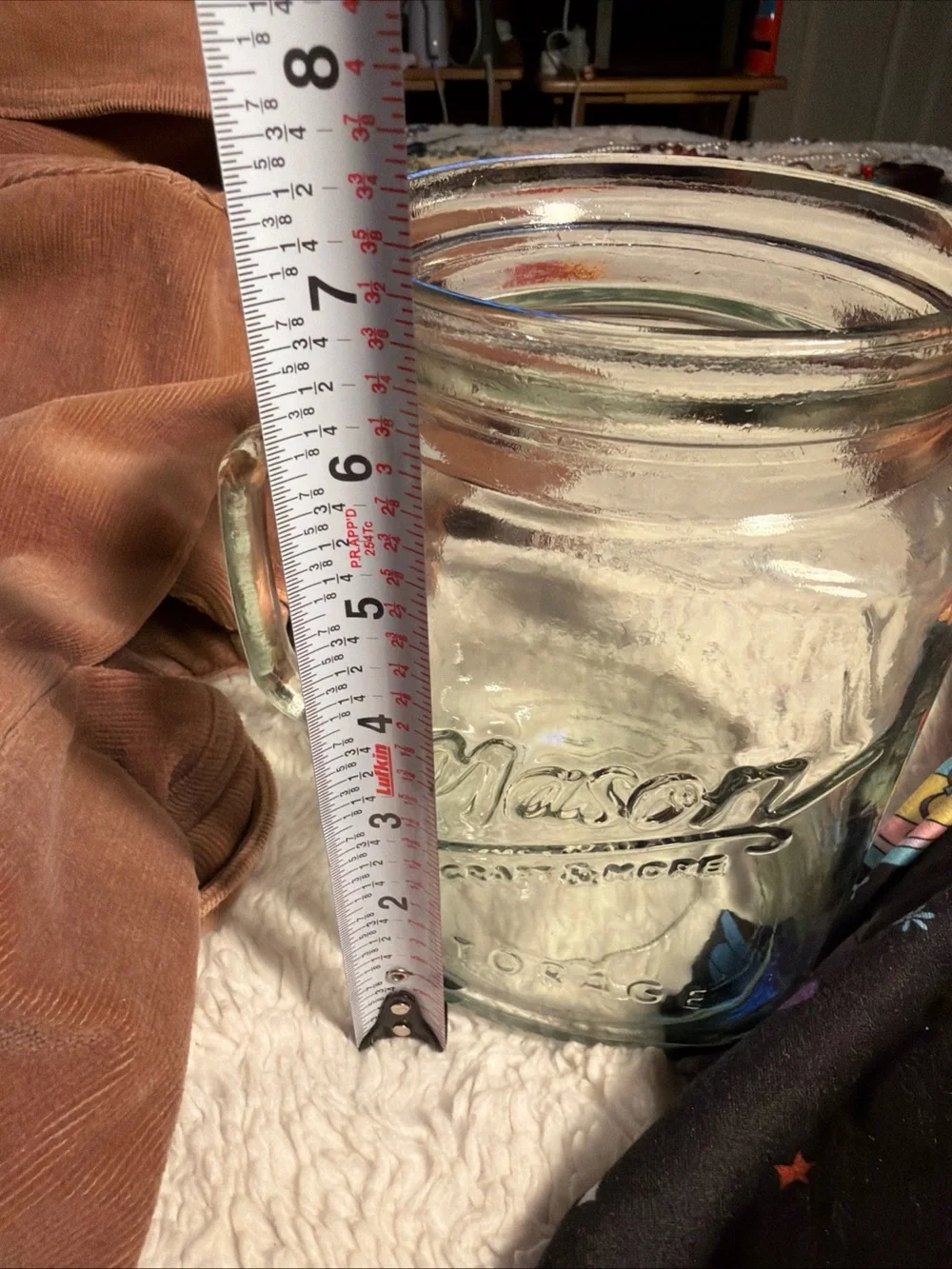 68oz 2L Vtg looking Retro Mason Clear Glass Storage Jar with Handle - Clear